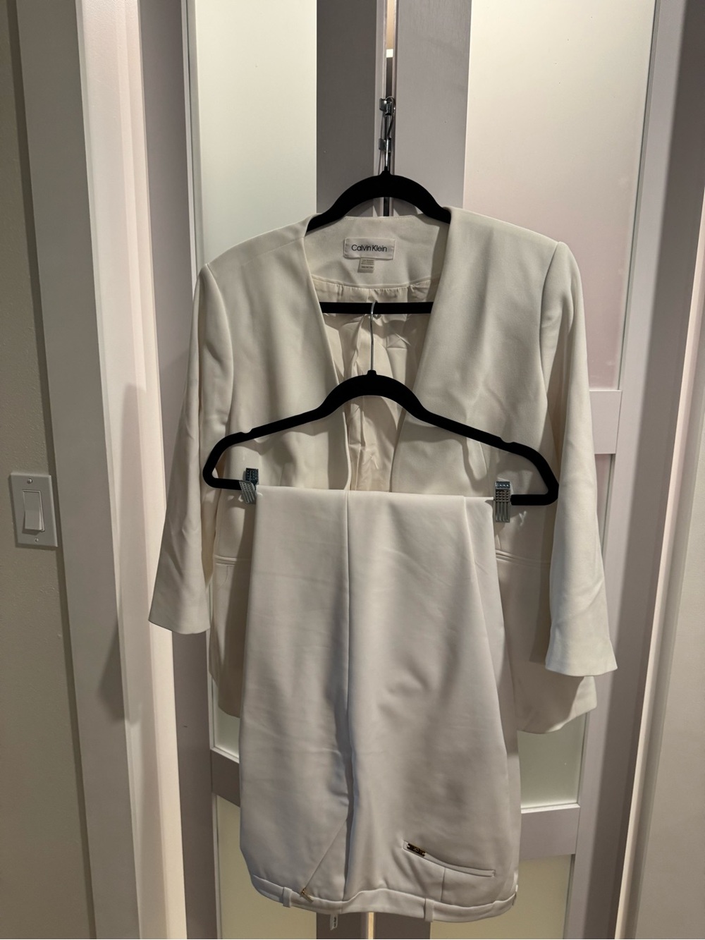 Calvin Klein Women's White Two-Piece Blazer & Pant Set